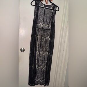 MINKPINK Black Lace Maxi with Printed Slip cover up